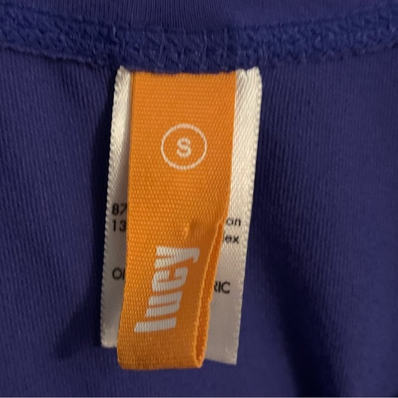 Lucy purple/blue athletic tank top w/white and purple ruffle, Womens size Small - Picture 8 of 9